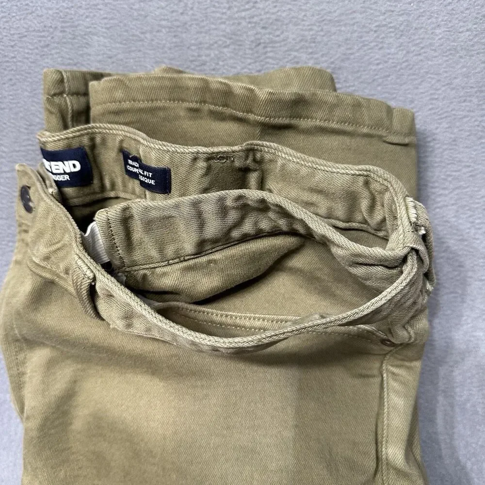 Lands End Mens 38 Square Rigger Traditional Fit Jeans Green Stretch Denim EUC